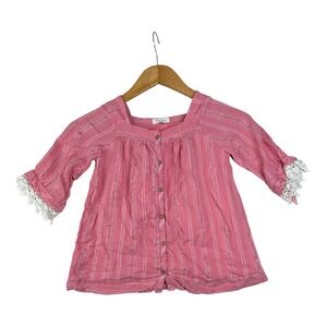 Jessica Simpson Striped Long Sleeve Blouse‎ size 6X Pink/White